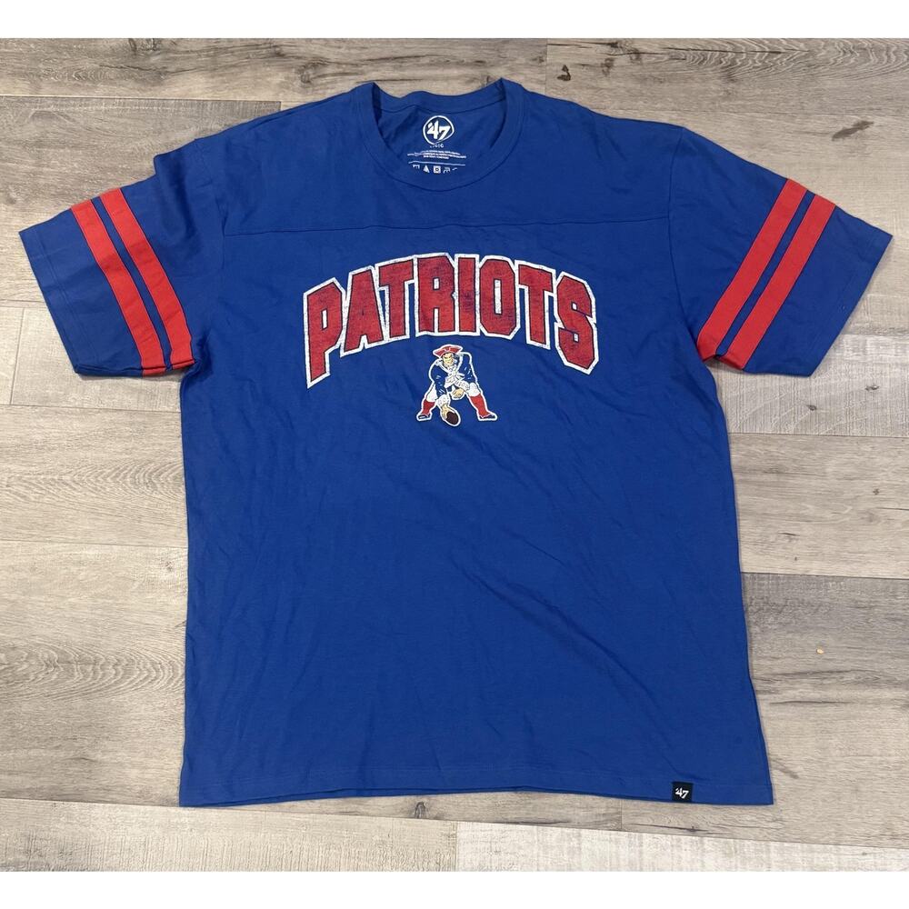 New England Patriots Shirt Mens L NFL Football Throwback Pat Patriot 47 Tee